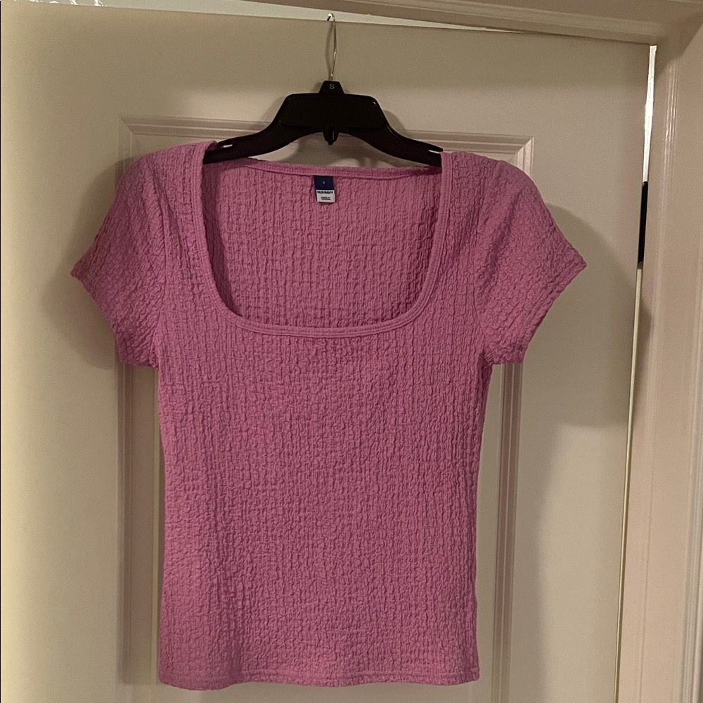 Old Navy Pink Short Sleeve Textured Tee